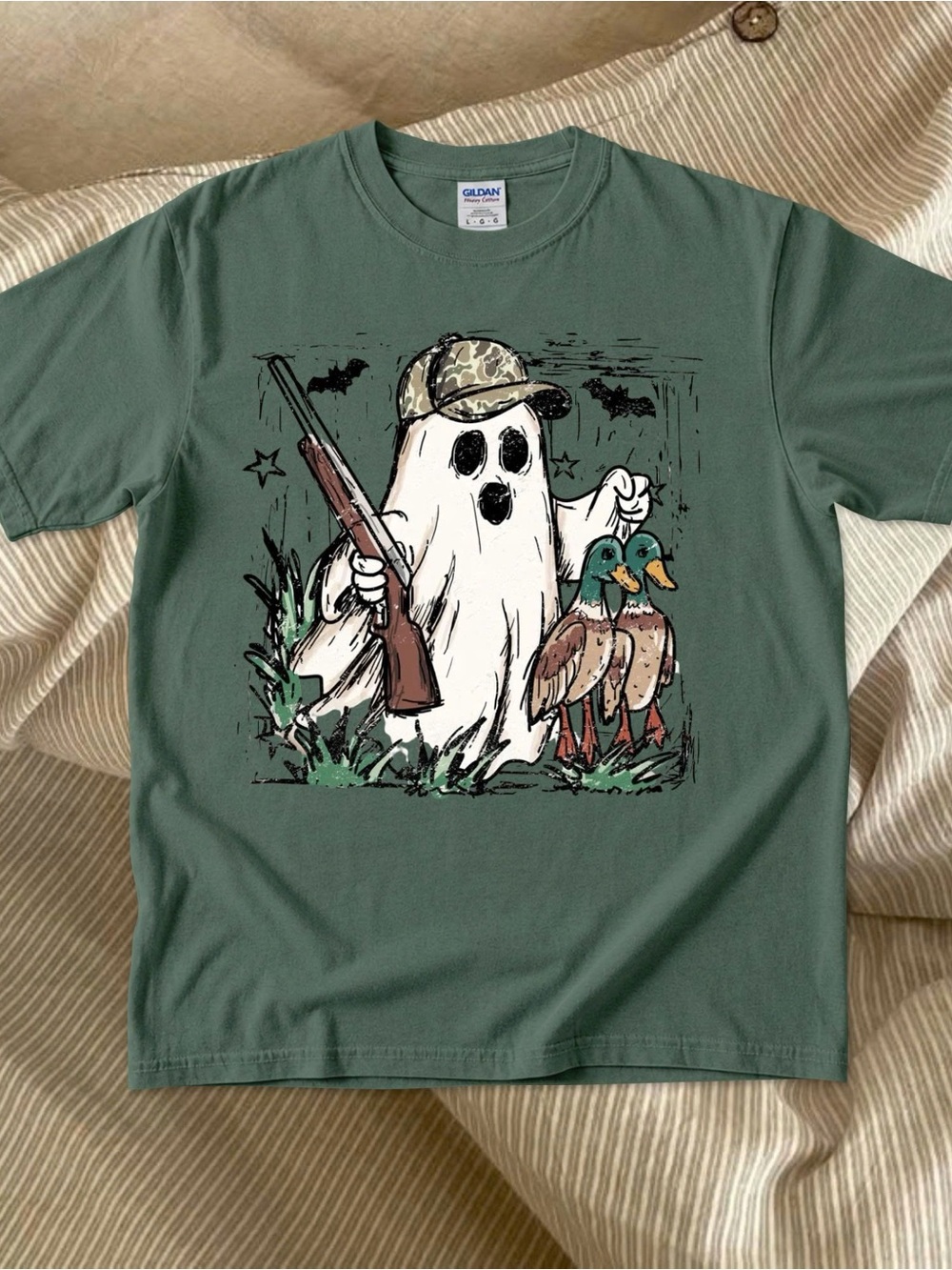 Vintage Duck Hunting Ghost T-shirt, Retro Spooky Season Halloween Tee